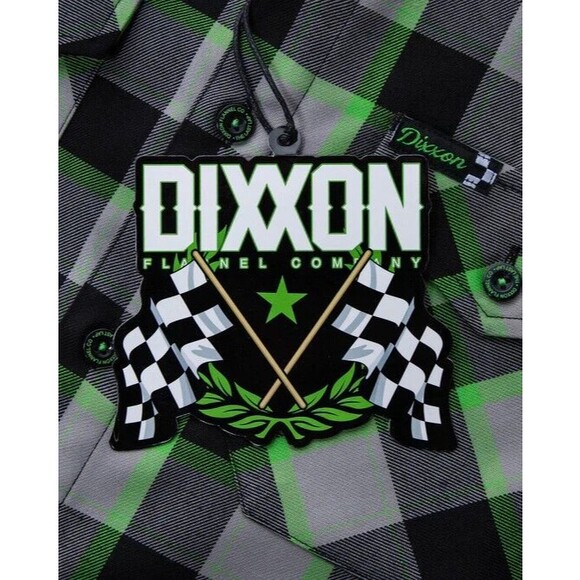 DIXXON Flannel Sz L The Last Lap Green Black & Gray Brand New Sealed! - Picture 3 of 3